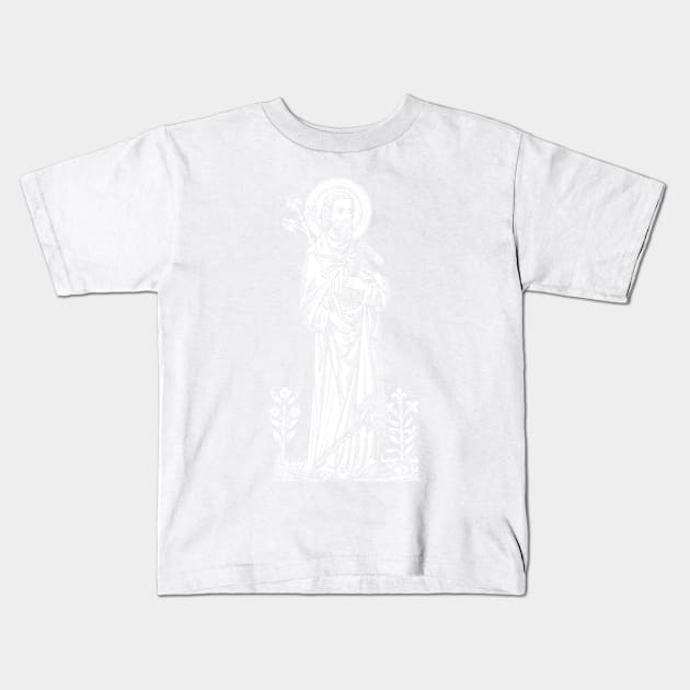 St. Joseph - chocolate brown bkg Kids T-Shirt by DeoGratias